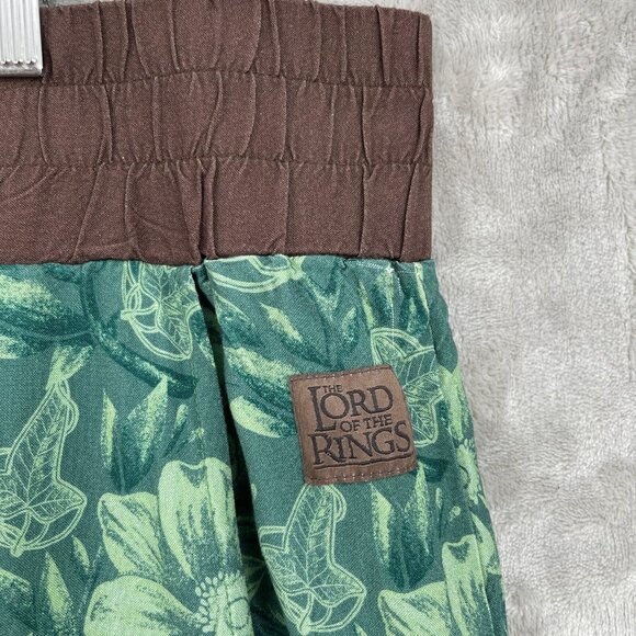 Lord of the Rings Wide Leg Green Leaf Print Pull On Split Leg Pants - Picture 4 of 15